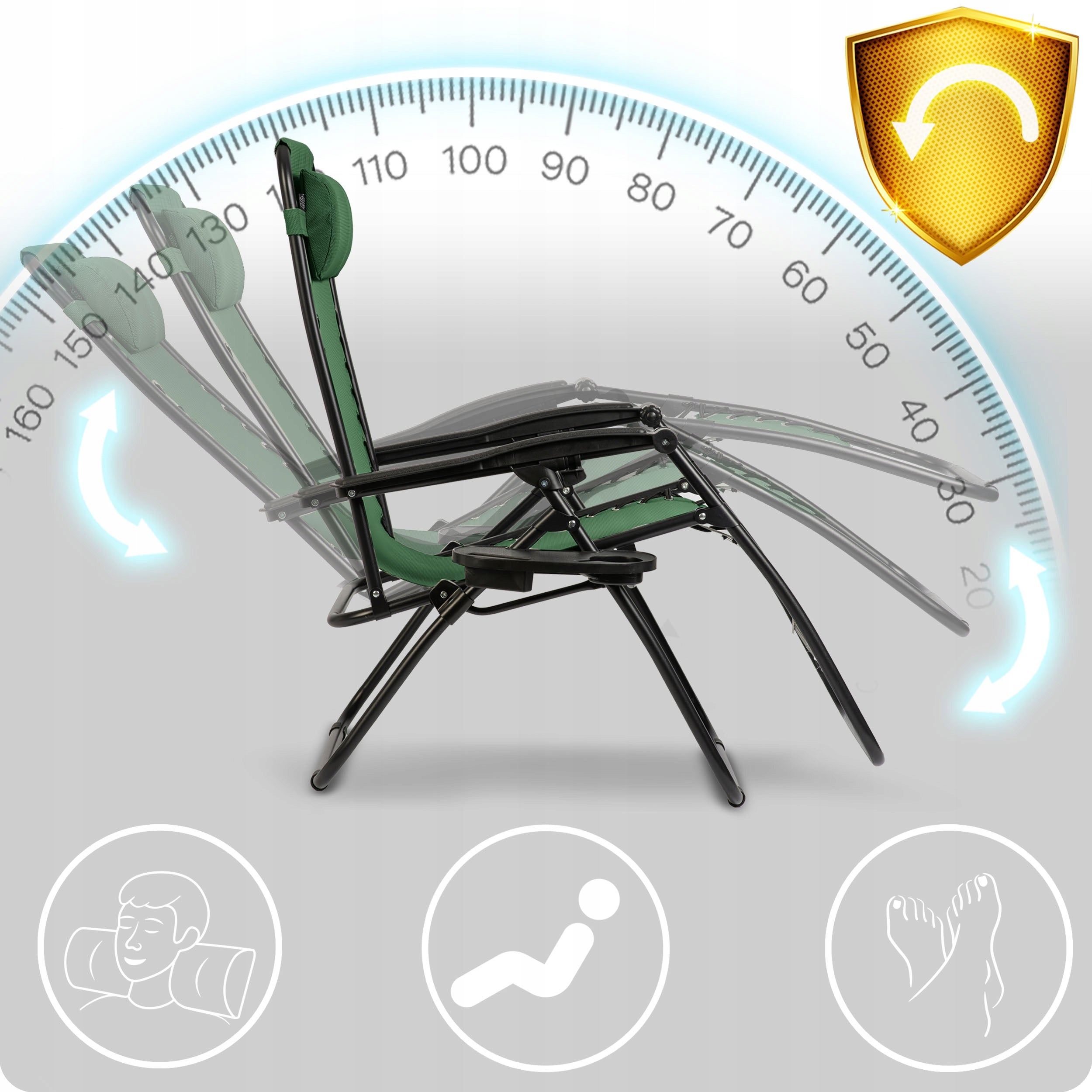 FOLDING BEACH LOUNGER GRAVITY TERRACE CHAIR FOR GARDEN 2PCS Frame material metal