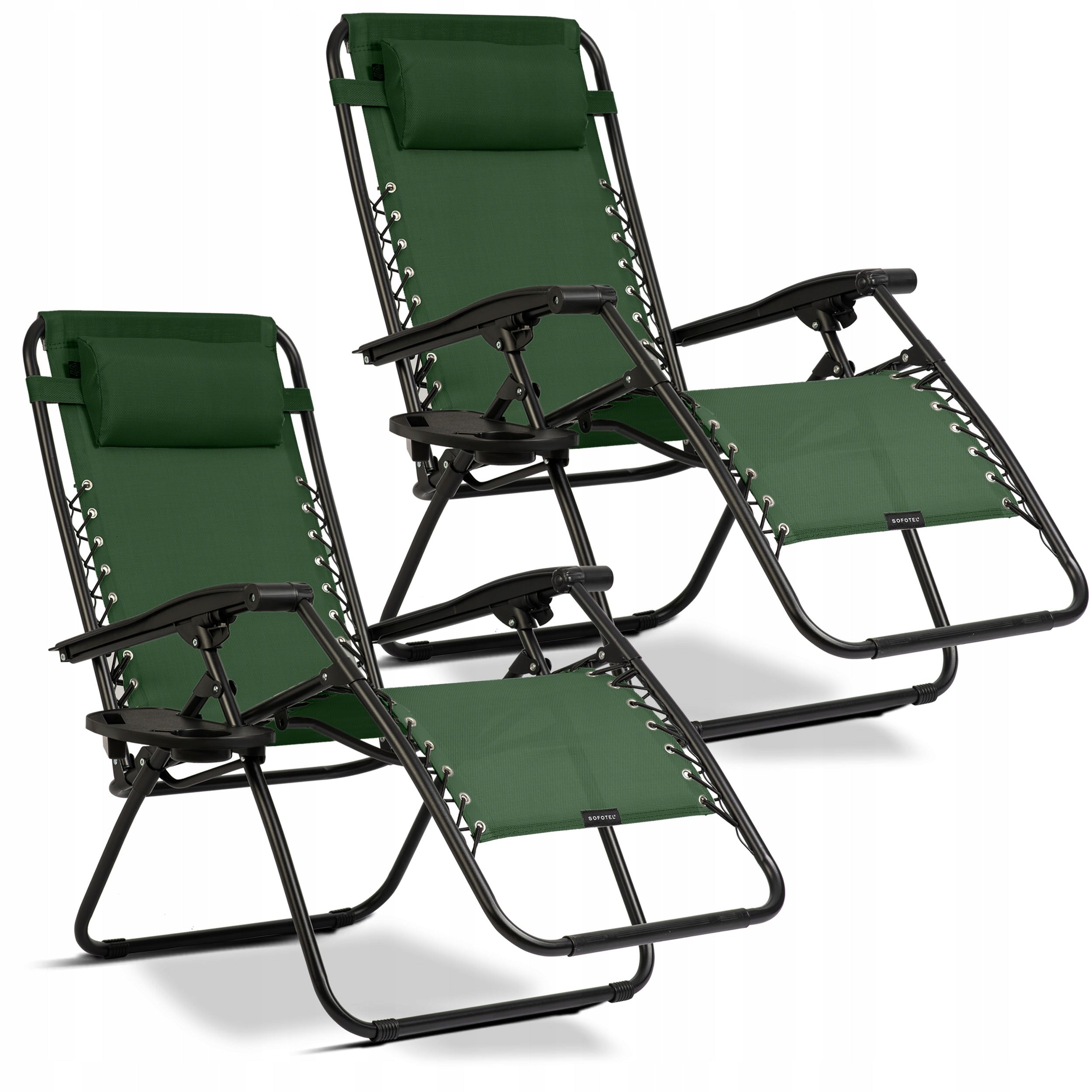 FOLDING BEACH LOUNGER GRAVITY TERRACE CHAIR FOR GARDEN 2PCS Packaging status original