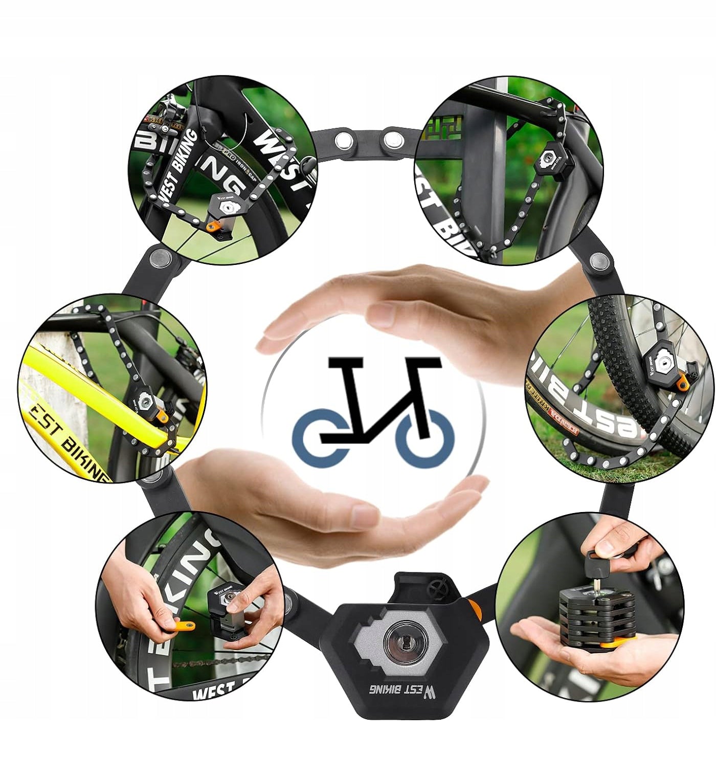 FOLDING BICYCLE CLASP FOR BICYCLE AND MOTORCYCLE, BICYCLE LOCK, BLACK Thickness 67 mm