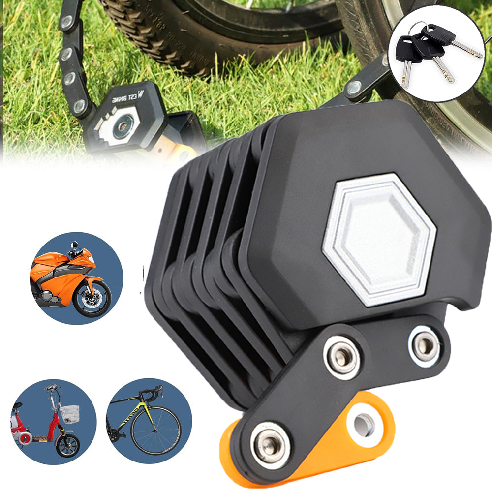 FOLDING BICYCLE CLASP FOR BICYCLE AND MOTORCYCLE, BICYCLE LOCK, BLACK