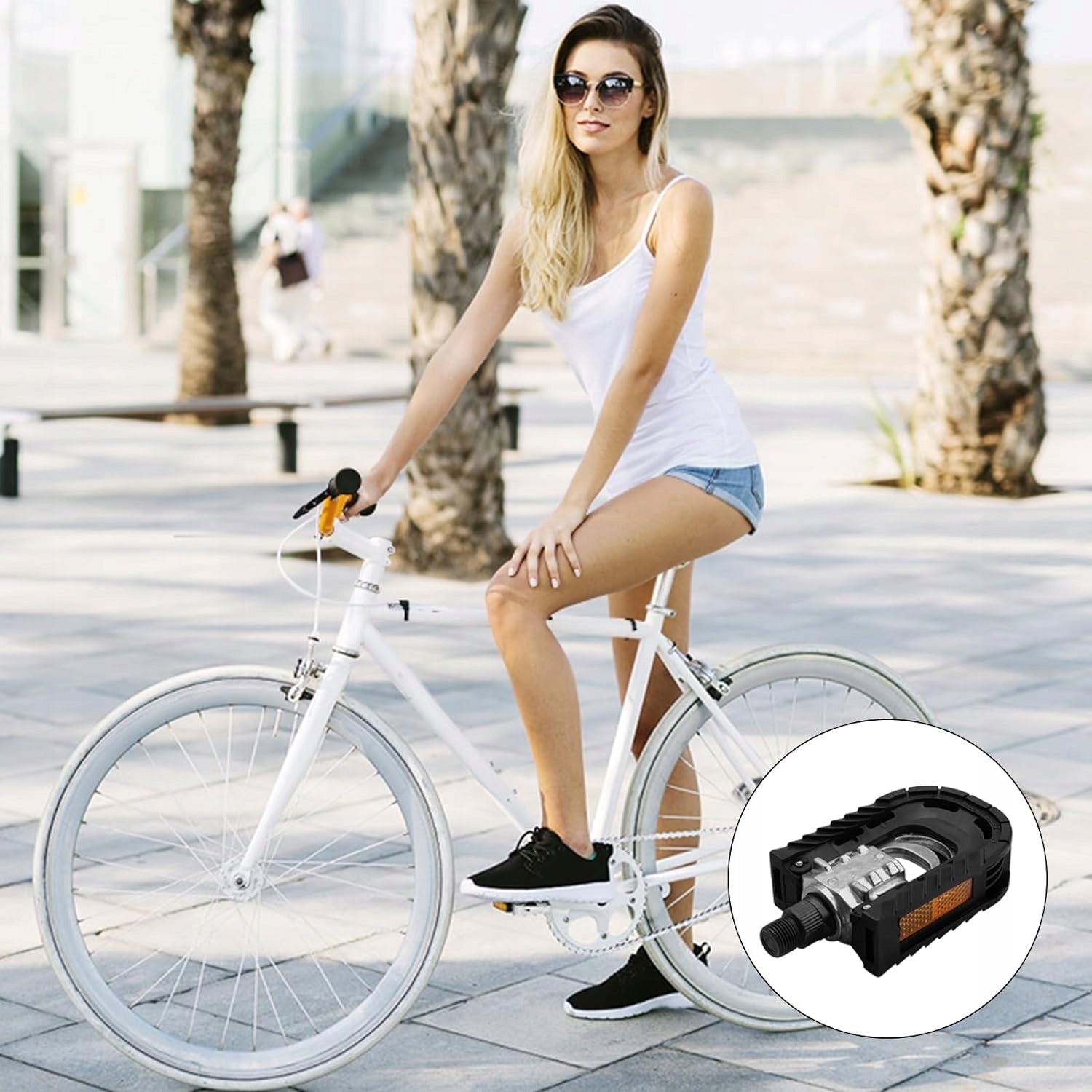 FOLDING BICYCLE PEDALS 2 PIECES, FOR MOUNTAIN BIKES, RACING, BLACK Color black
