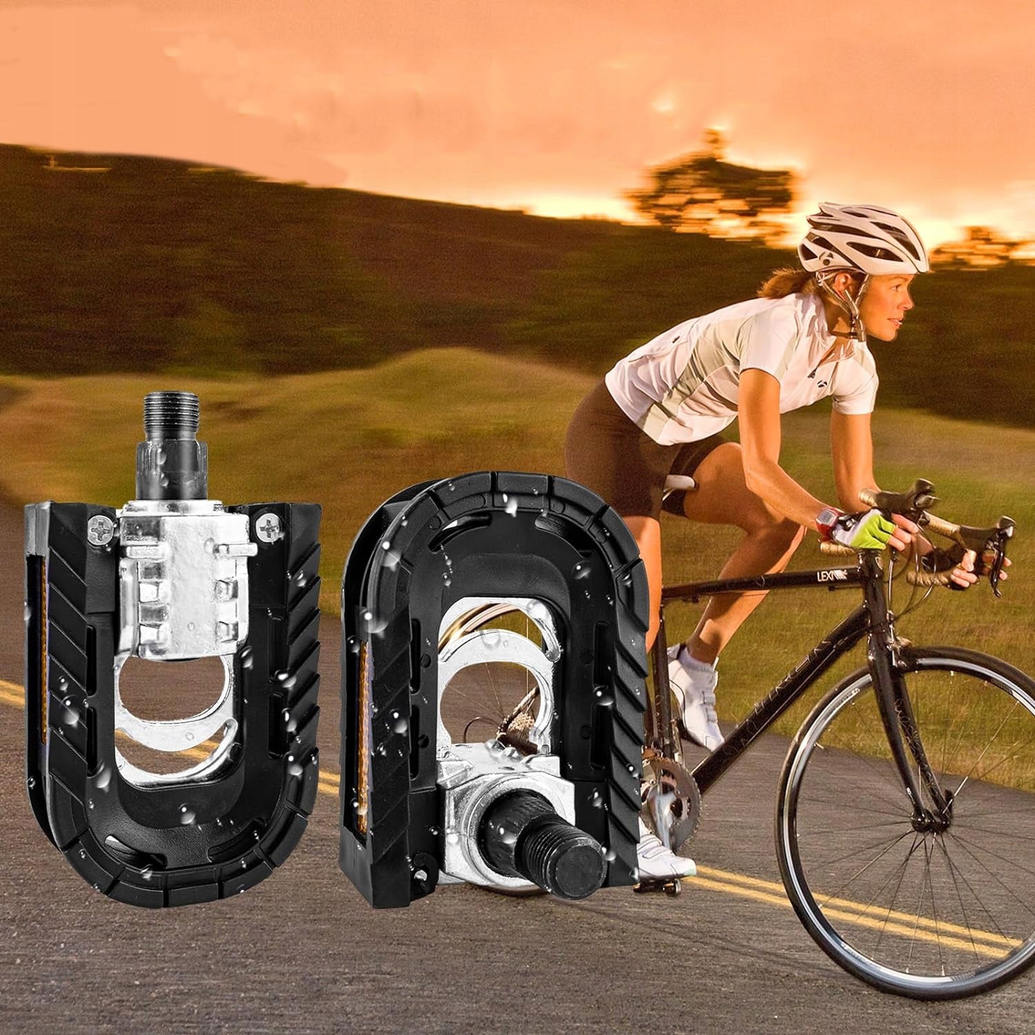 FOLDING BICYCLE PEDALS 2 PIECES, FOR MOUNTAIN BIKES, RACING, BLACK Product weight with unit packaging 0.377 kg