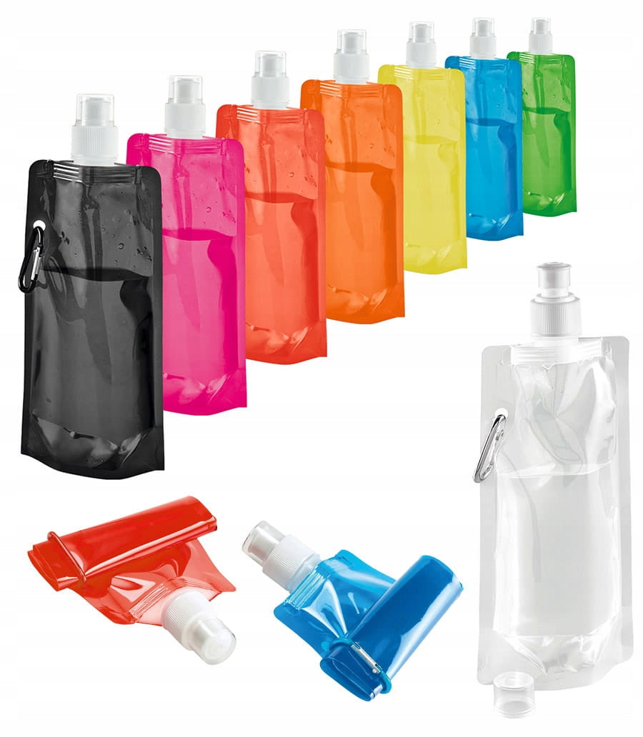FOLDING BOTTLE WATER BOTTLE 460 ML with Carabiner Tourist Sports Holiday