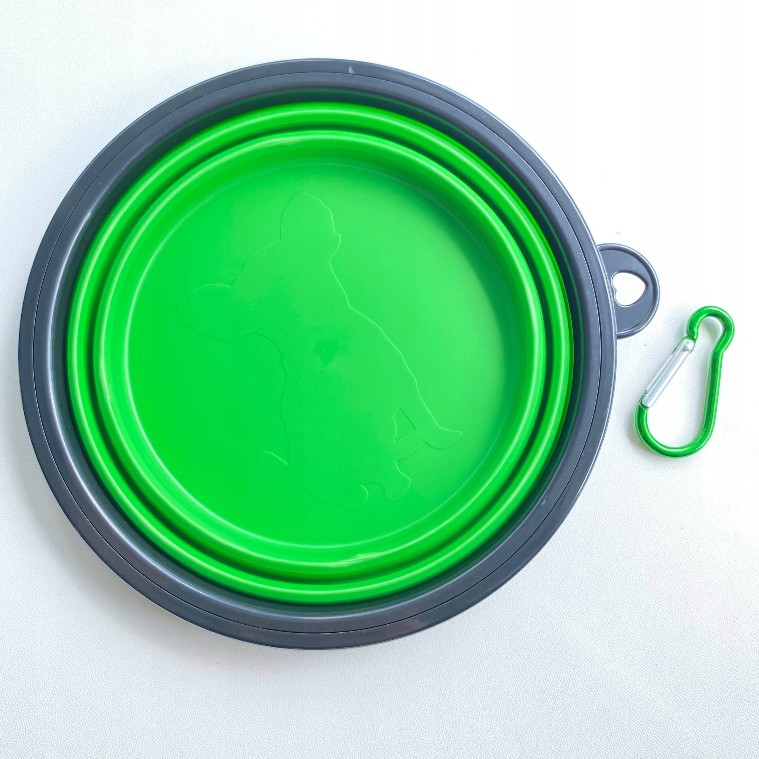 FOLDING BOWL DOG CAT TOURIST SILICONE GREEN 650 ml