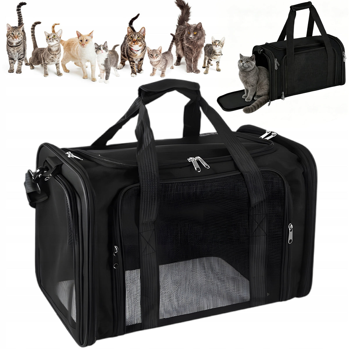 FOLDING CAT AND RABBIT BAG WITH VENTILATION MESH AND WINDOW