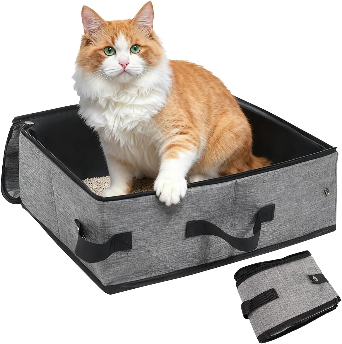 FOLDING CAT LITTER BOX TRAVEL 40x30 CM WITH LID grey