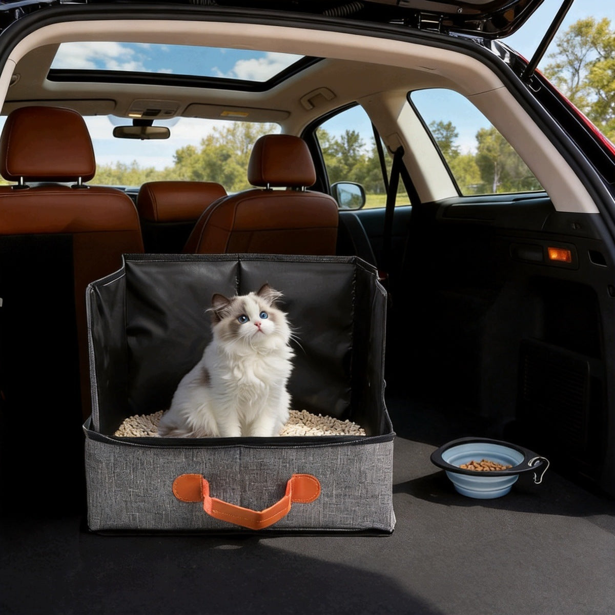 FOLDING CAT TRAVEL LITTER BOX PORTABLE WATERPROOF SPATULA BOWL Brand no brand