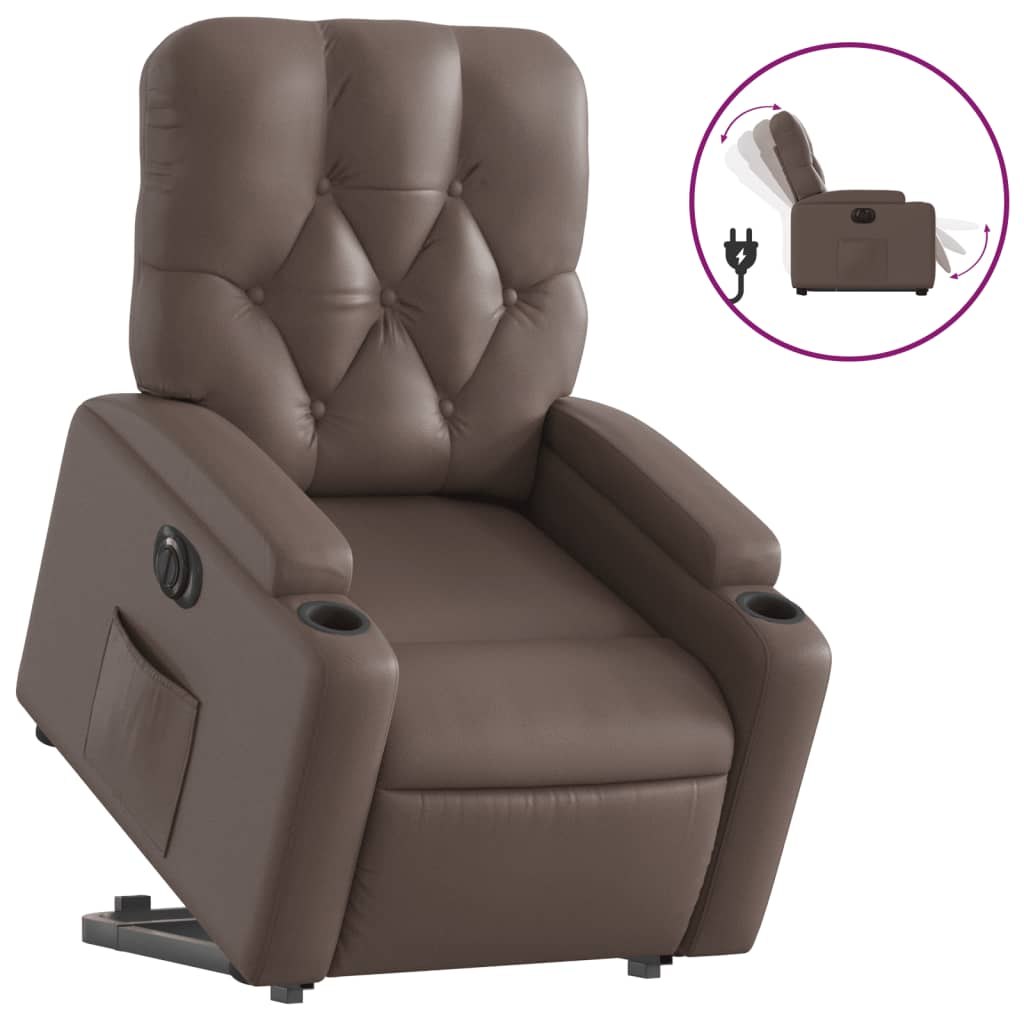 FOLDING CHAIR UPRIGHT ELECTRIC BROWN FAUX LEATHER Medical device no