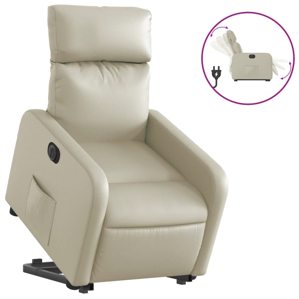 FOLDING CHAIR UPRIGHT ELECTRIC CREAM FAUX LEATHER Medical device no