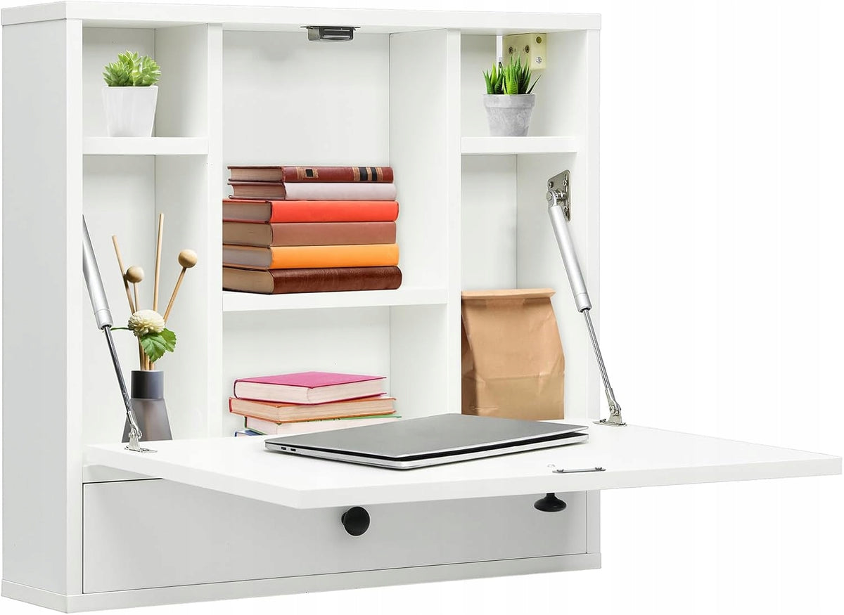 FOLDING DESK WALL HANGING TABLE PERFECT FOR SPACE SAVING WHITE