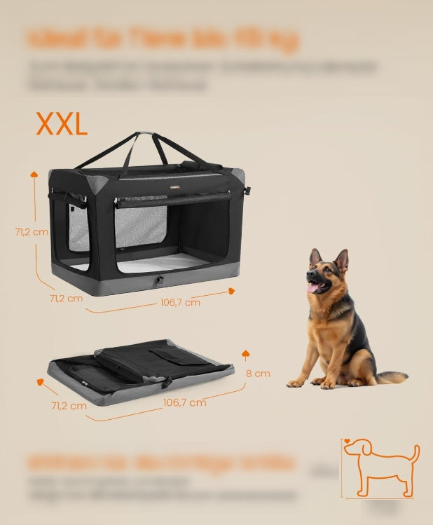 FOLDING DOG CAGE TRANSPORT LARGE KENEL 4 DOORS MESH Kind carrier