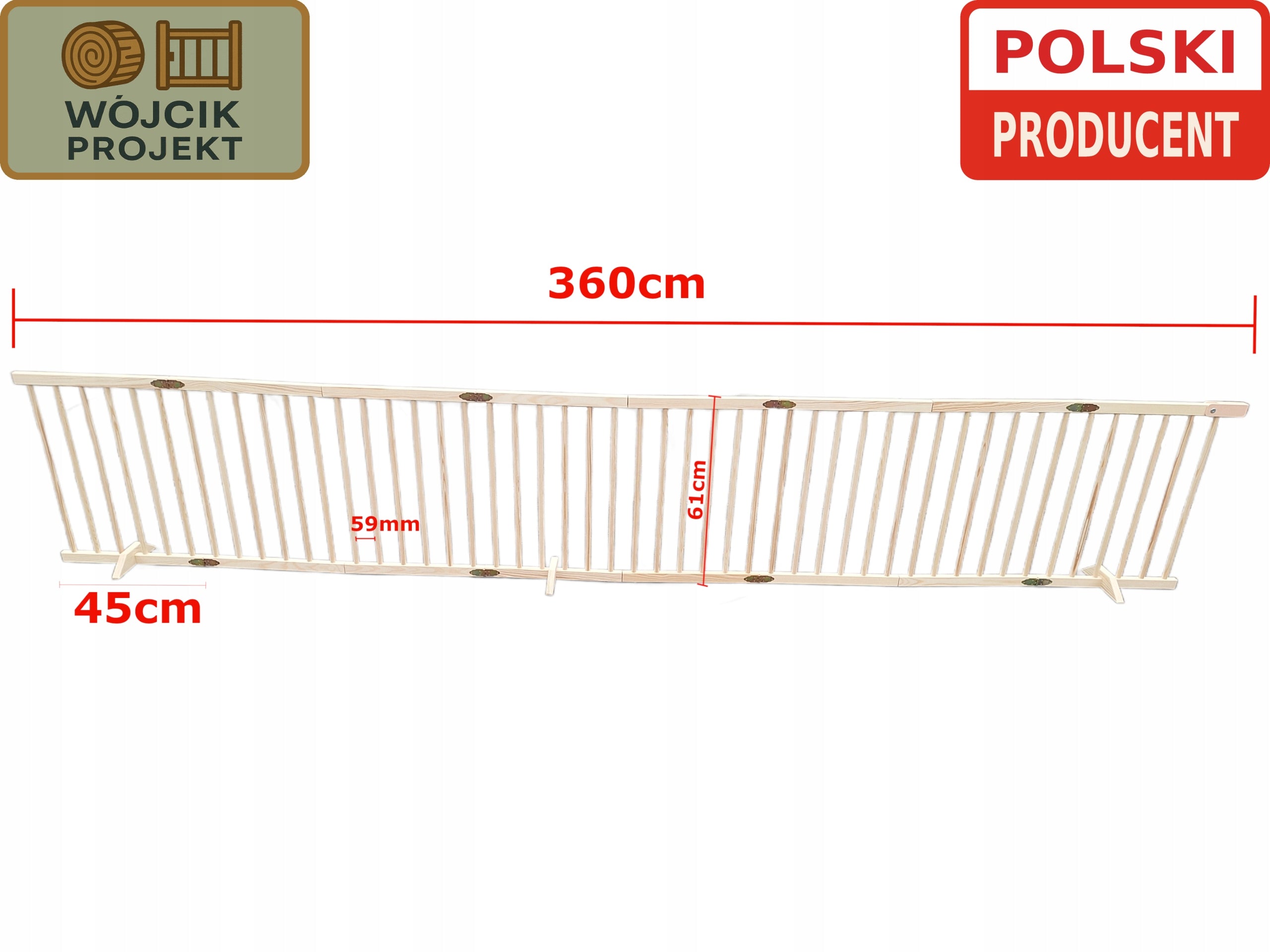 FOLDING DOG PLAYPEN for home 2in1 – WOODEN Fence 360 cm, SMALL BREEDS Manufacturer code Kojec KBP90/360 drewno
