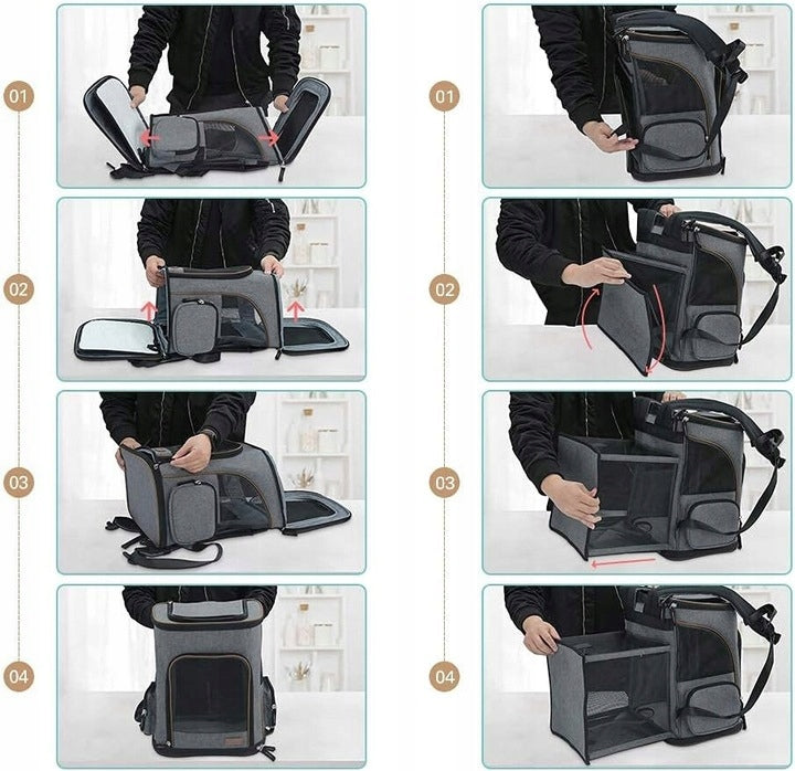 FOLDING DOG TRANSPORTER RABBIT CAT PLAYPEN VENTILATION BACKPACK Trade name Plecak dla psa kota rozkładany transporter do samochodu bezpieczny