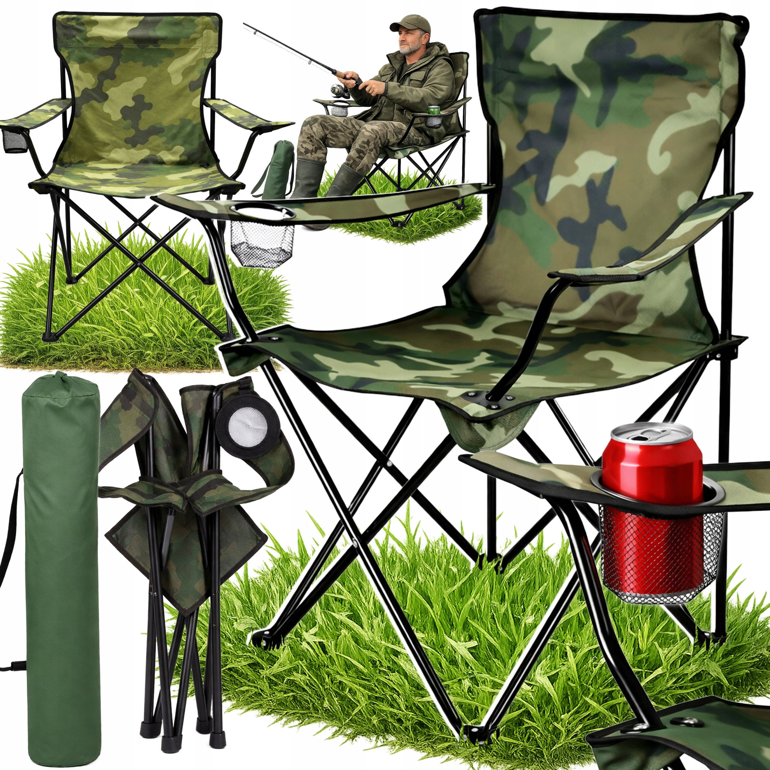FOLDING FISHING CHAIR FISHING HIKING CAMPING CAMO FISH CHAIR