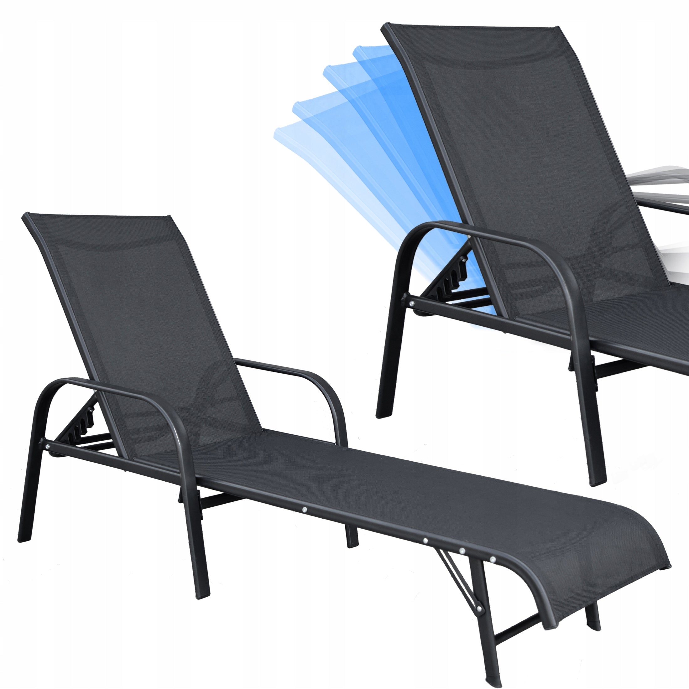 FOLDING GARDEN COUCH ADJUSTABLE BACKREST STEEL BEACH CHAIR SUN LOUNGER Frame material steel