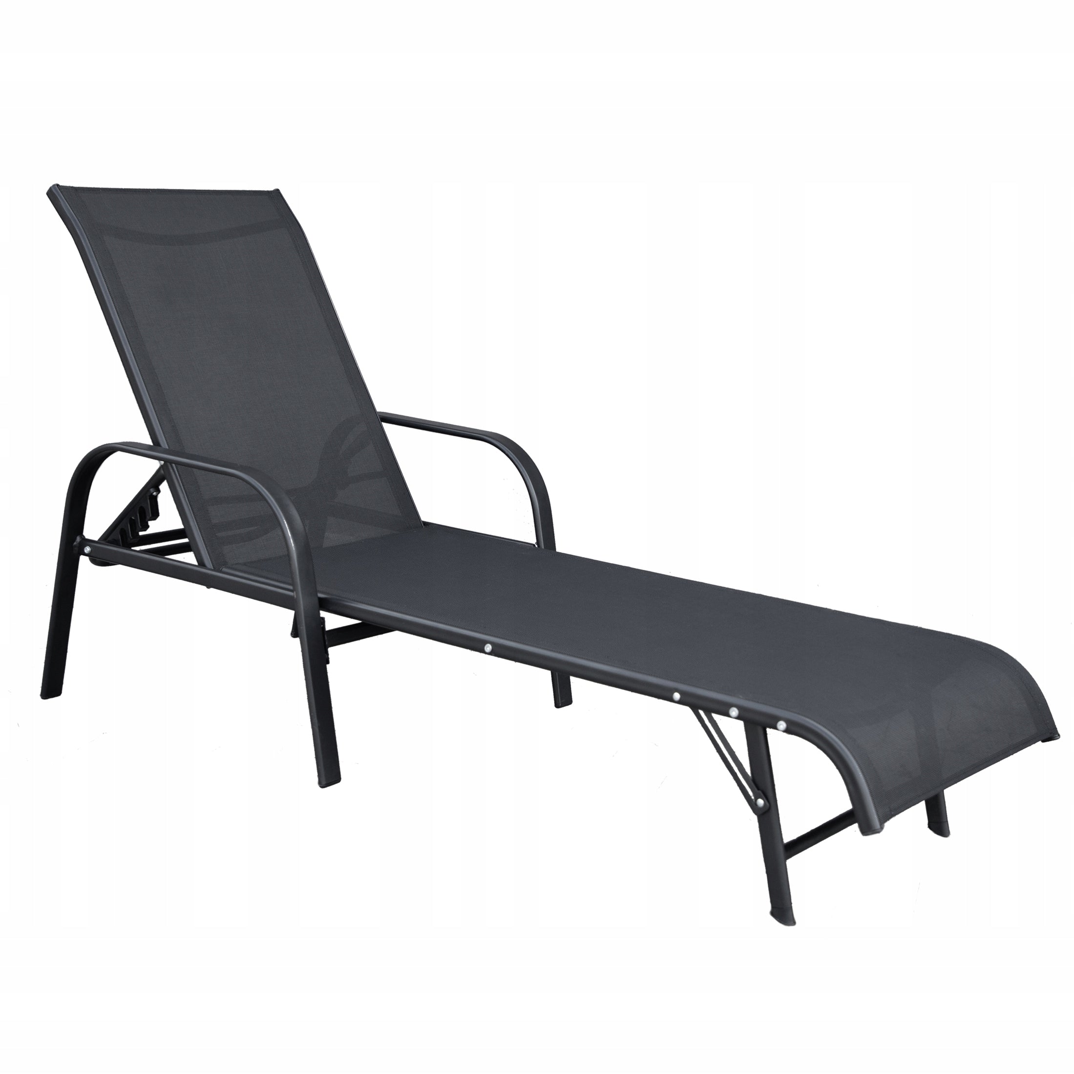 FOLDING GARDEN COUCH ADJUSTABLE BACKREST STEEL BEACH CHAIR SUN LOUNGER Length (longer side) 180 cm