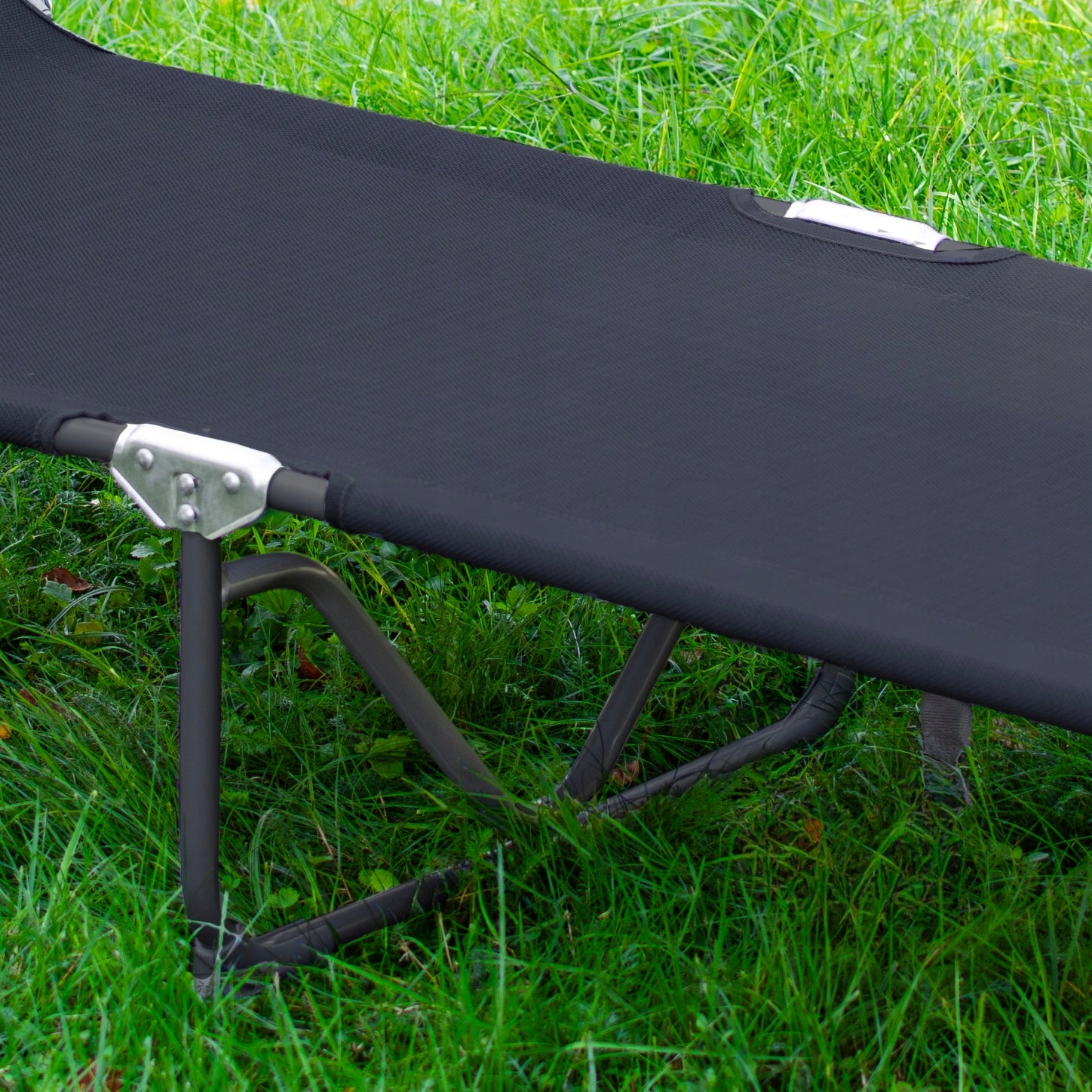 FOLDING GARDEN COUCH WITH CANOPY BLACK STEEL BEACH CHAIR SUN LOUNGER Model MOCNY LEŻAK SKŁADANY LEŻANKA Z DASZKIEM