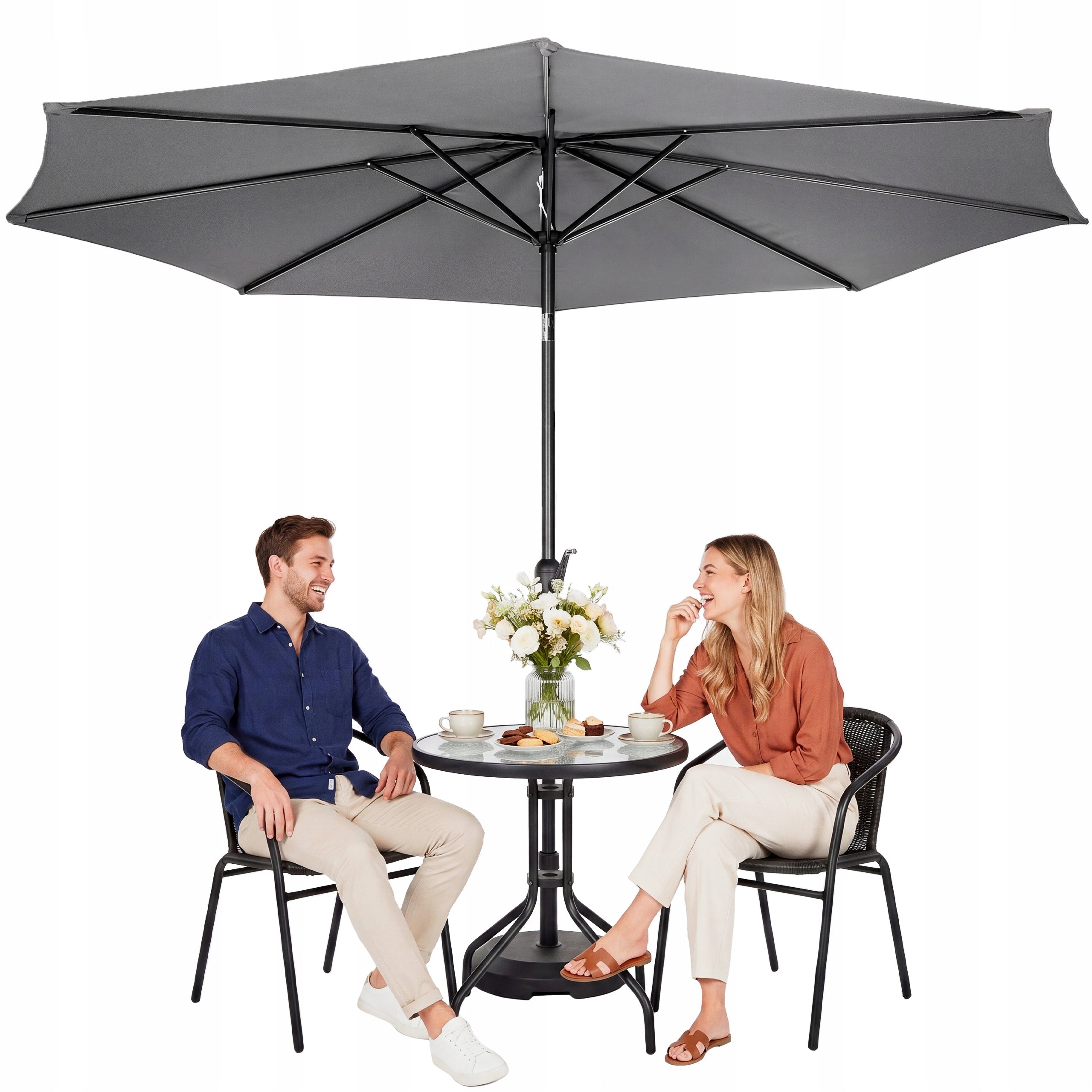 FOLDING GARDEN UMBRELLA WITH CRANK 300CM BROKEN TERRACE BALCONY LUVERNO