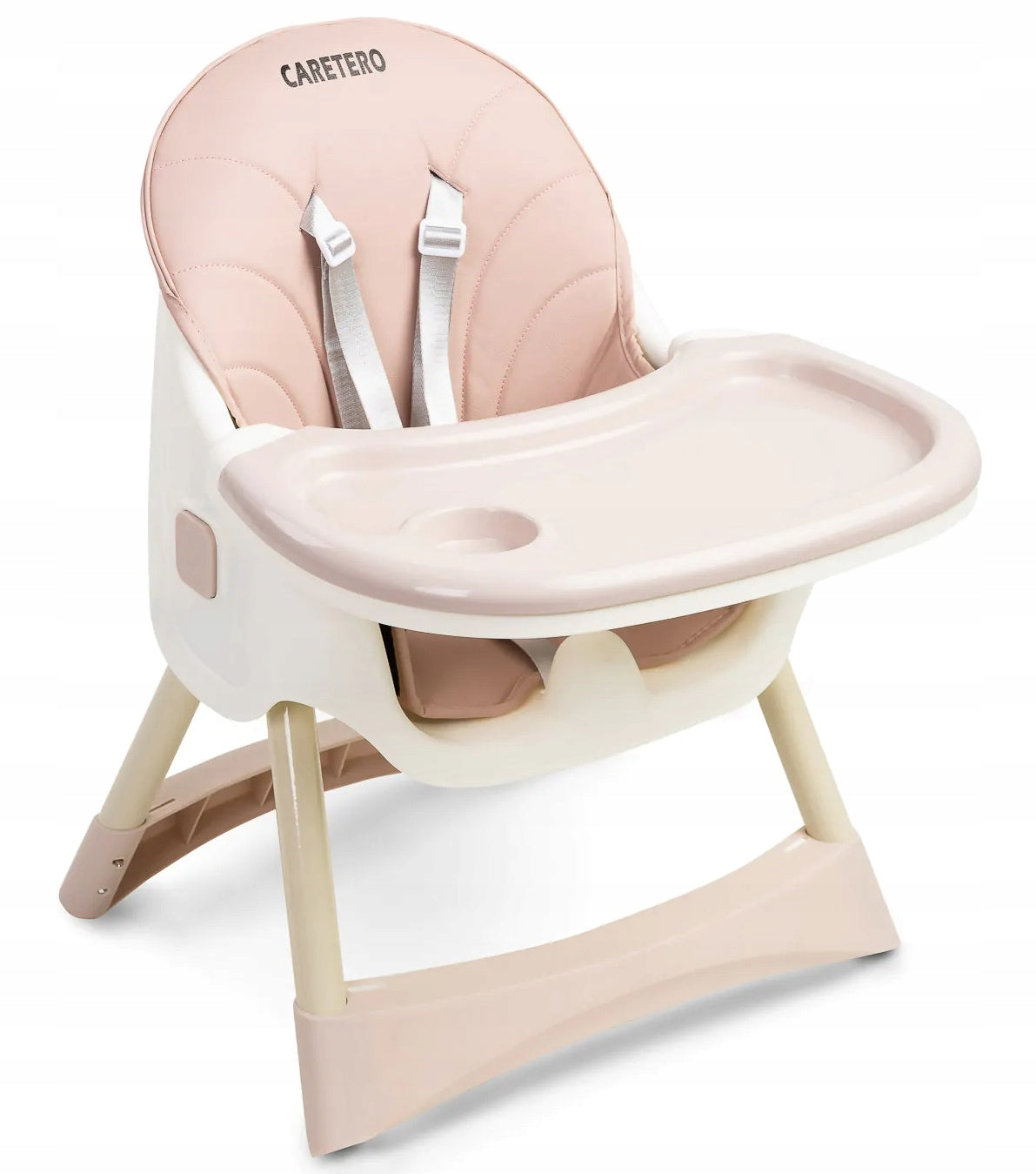 FOLDING HIGHCHAIR Seat 2in1 2x tray basket pink Brand Caretero