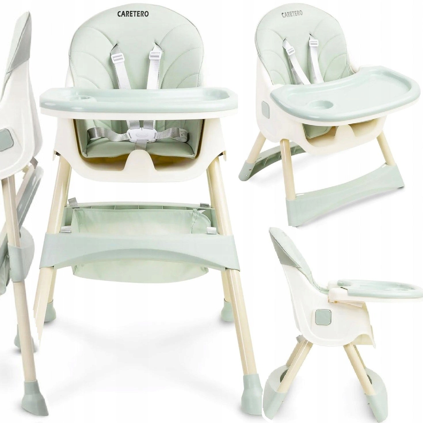 FOLDING HIGHCHAIR Seat 2in1 2x tray mint basket