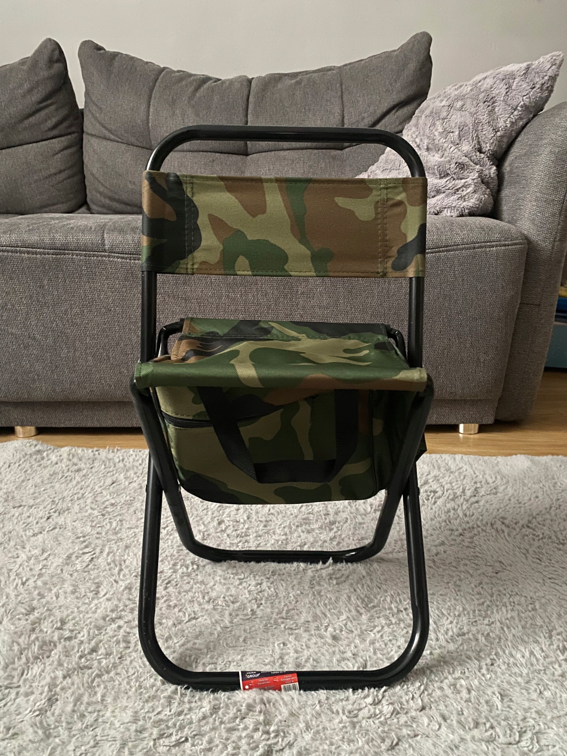 FOLDING HIKING CHAIR SMALL FISHING WITH BACKREST AND CAMO THERMOBAG Brand no brand