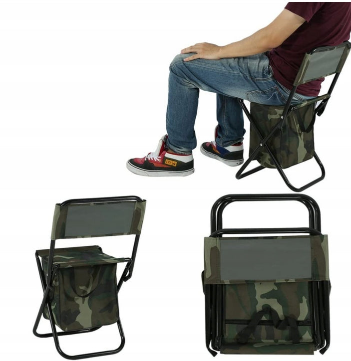 FOLDING HIKING CHAIR SMALL FISHING WITH BACKREST AND CAMO THERMOBAG Product weight with unit packaging 1 kg