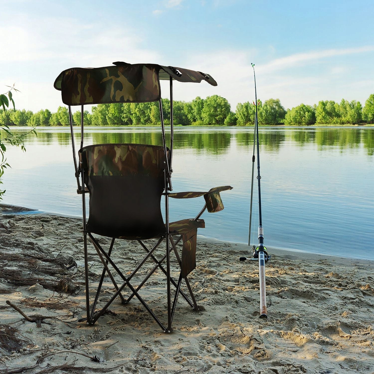 FOLDING HIKING CHAIR WITH BACKREST AND CAMPING VISOR Packaging status original