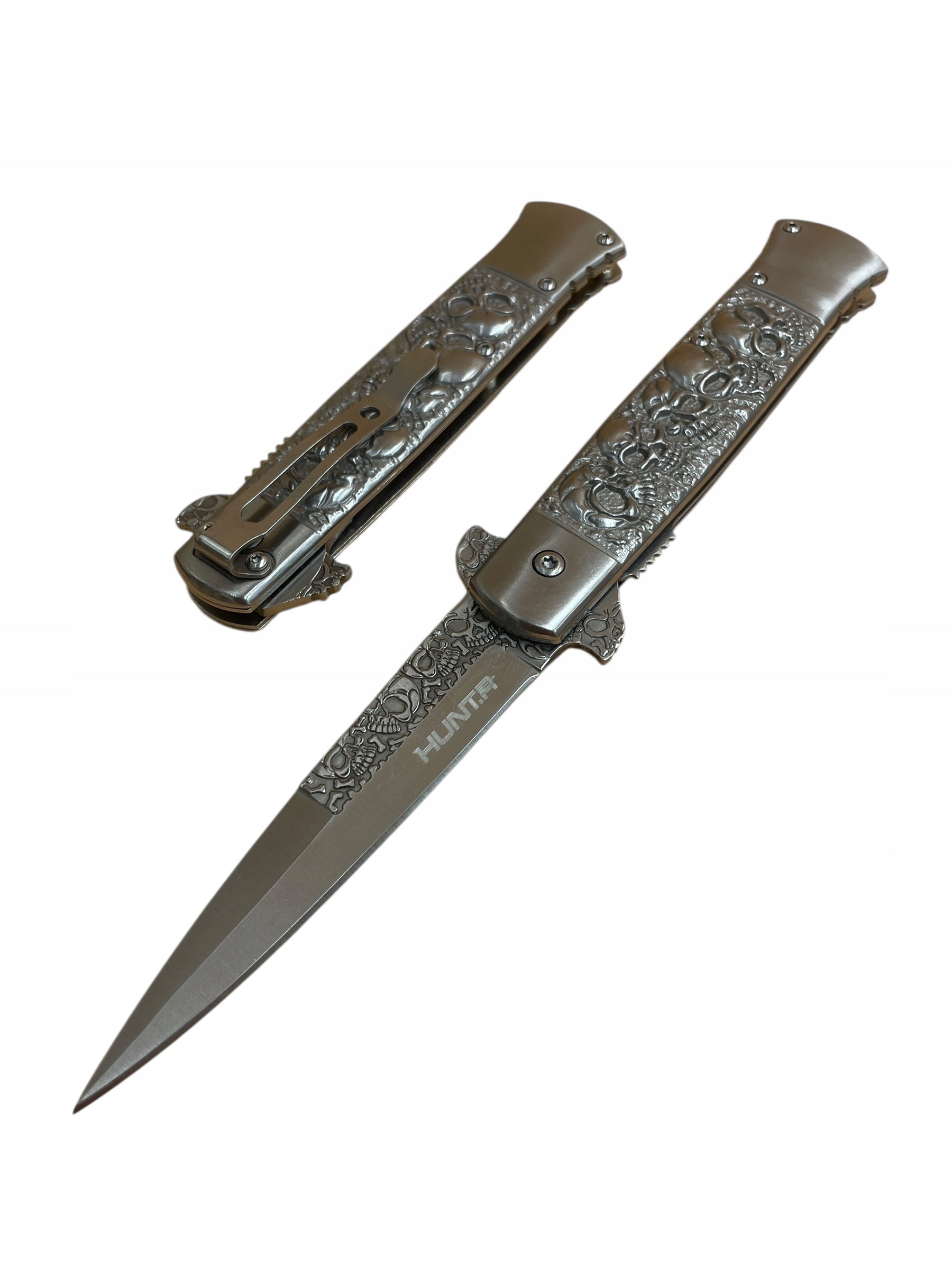 FOLDING KNIFE SPRING SICILY Hunt.r SCULL HIKING WITH CLIP Packaging status original