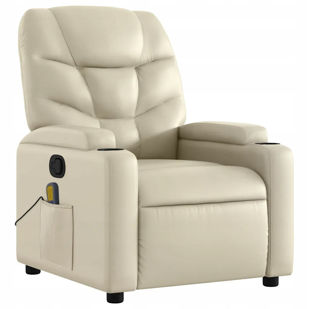 FOLDING MASSAGE CHAIR CREAM ARTIFICIAL LEATHER Brand VidaXL