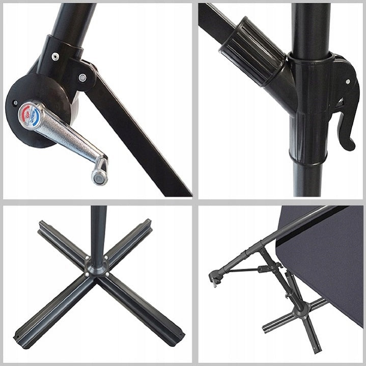 FOLDING ROUND Umbrella ADJUSTABLE WITH GARDEN BOOM SOLID 3,5m Diameter/width 350 cm