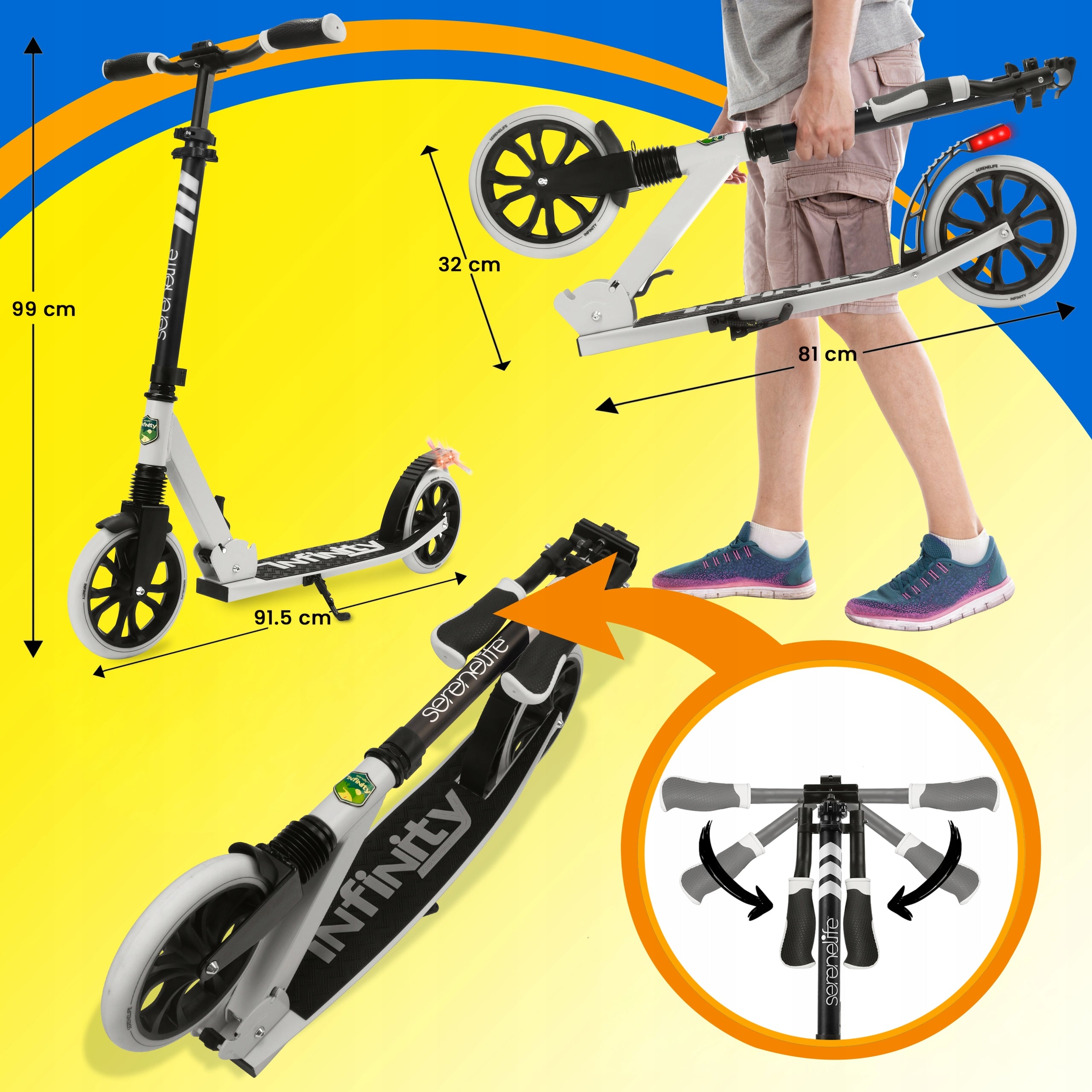 FOLDING SCOOTER FOR TEENAGERS AND ADULTS ALUMINUM ADJUSTABLE Number of wheels 2