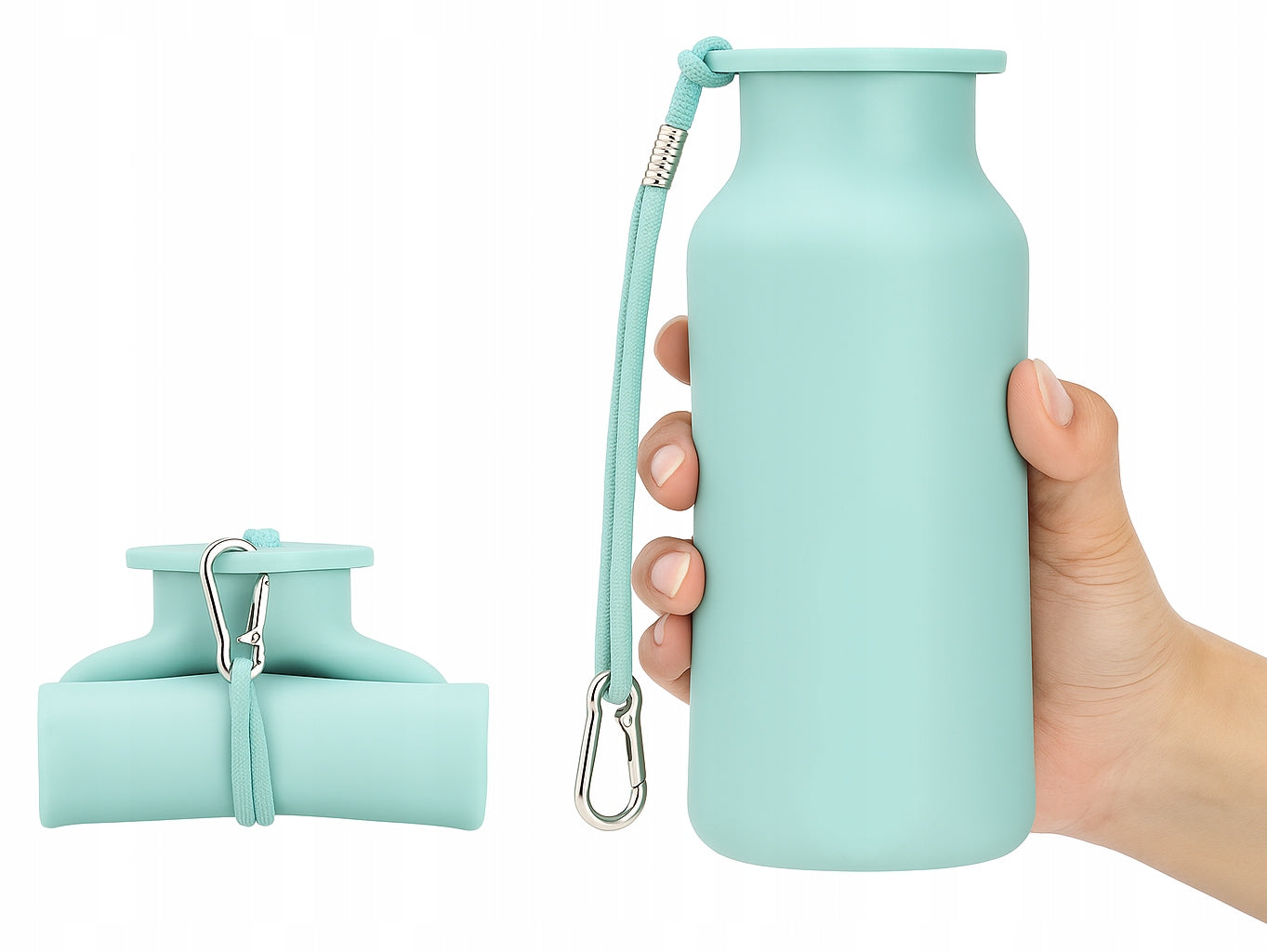 FOLDING SILICONE BOTTLE 600ml BPA FREE BOTTLE Travel Tourist Lightweight Packaging status original