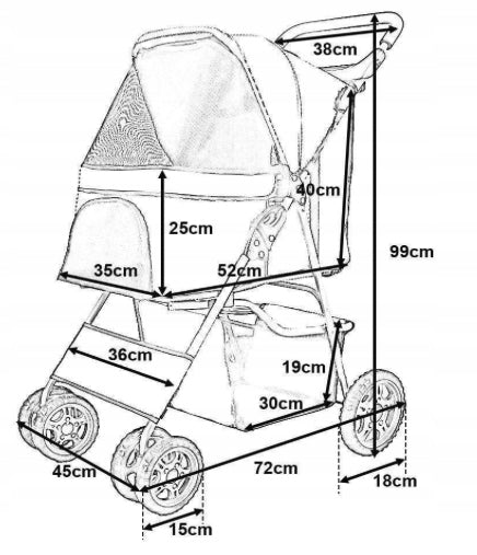 FOLDING SMALL ANIMAL STROLLER FOR CAT DOG UP TO 15KG CONVENIENT TRANSPORTER Brand no brand