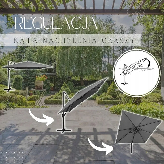 FOLDING SOLID GARDEN UMBRELLA for balcony terrace LARGE with cover 440cm Manufacturer code GU0051