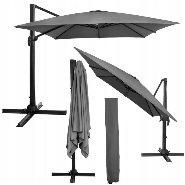 FOLDING SOLID GARDEN UMBRELLA for balcony terrace LARGE with cover 440cm