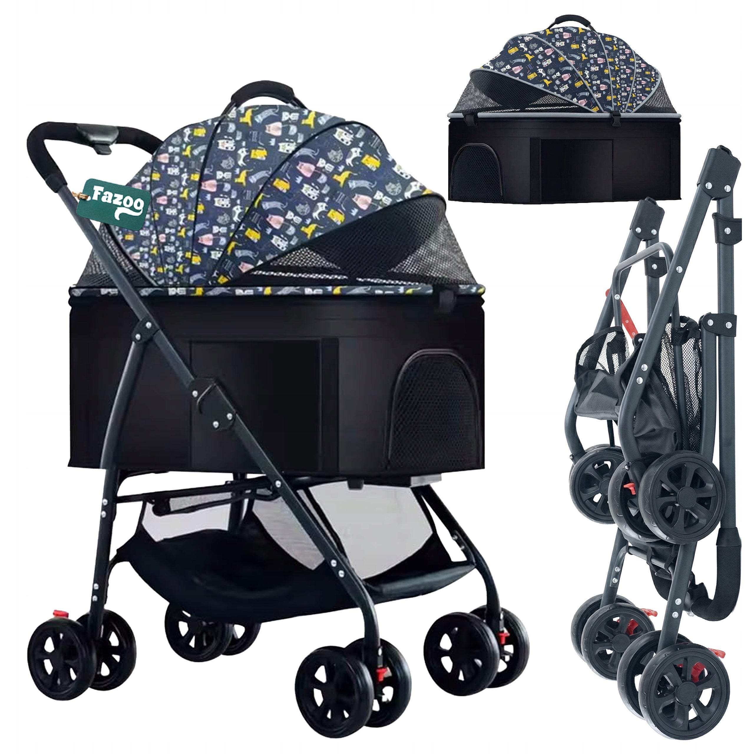 FOLDING STROLLER Cat Stroller Transporter Carrier up to 15Kg Fazoo