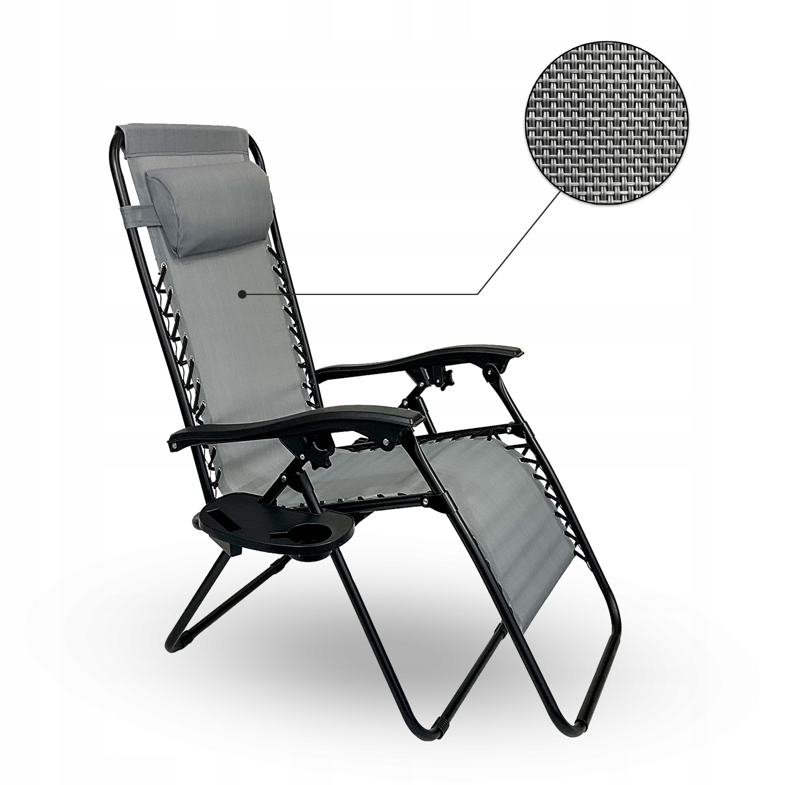 FOLDING STRONG GARDEN LOUNGER CHAIR ZERO GRAVIT TOURIST FARO II J.GRAY Color gray