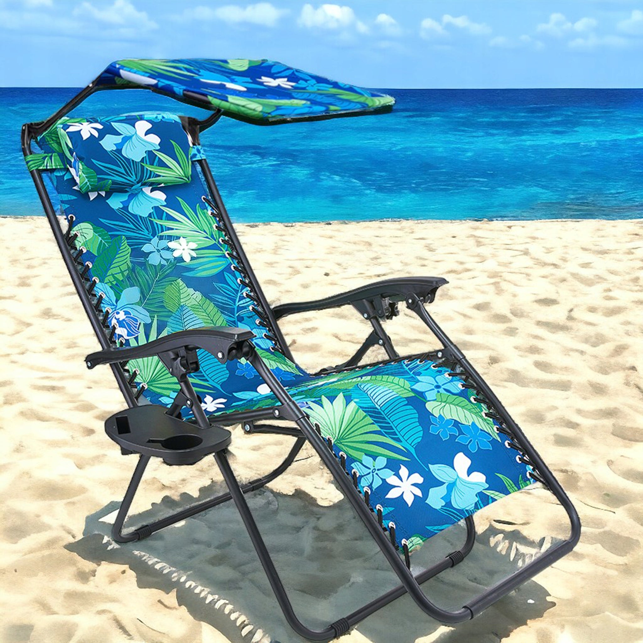 FOLDING SUN LOUNGER ZERO GRAVITY BEACH 2IN1 GARDEN CHAIR + FREEBIE Packaging status original