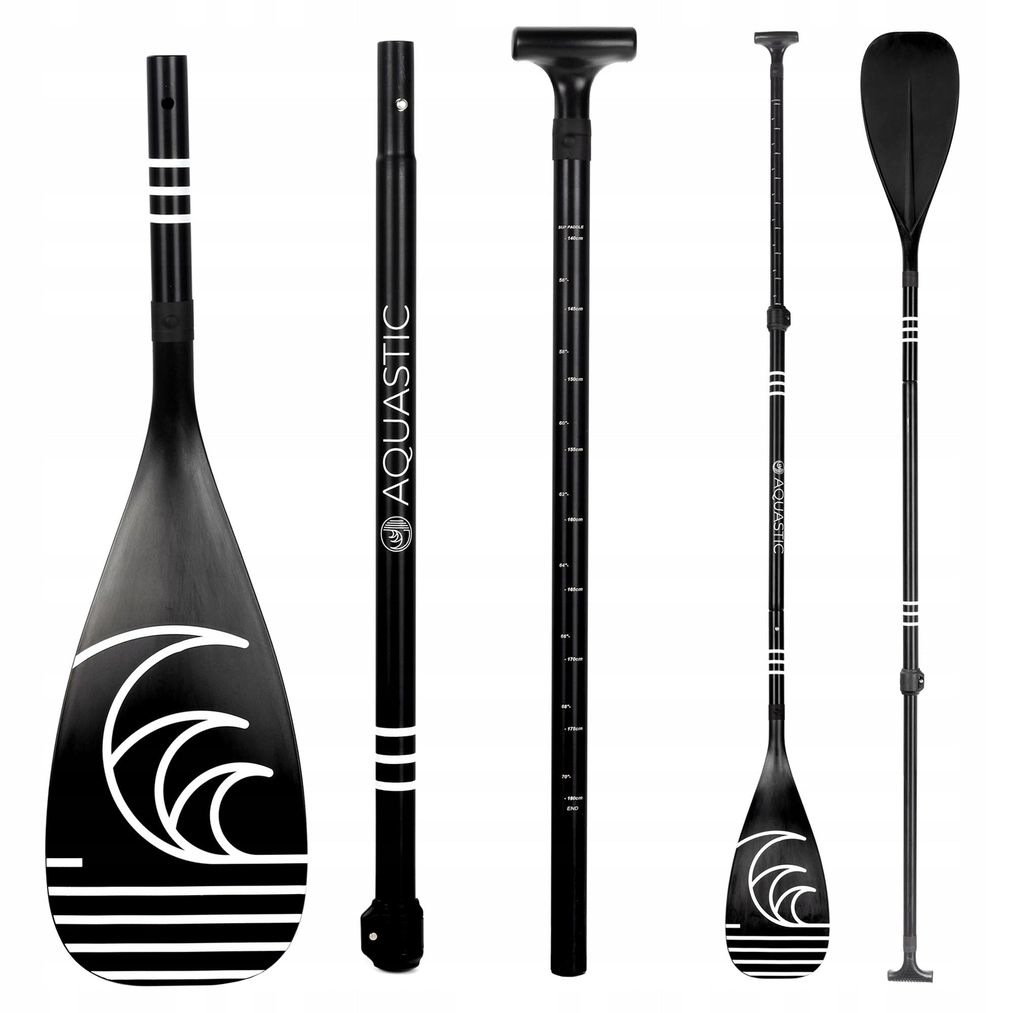 FOLDING SUP paddle 3-piece AQUASTIC 140-180 cm black ADJUSTABLE