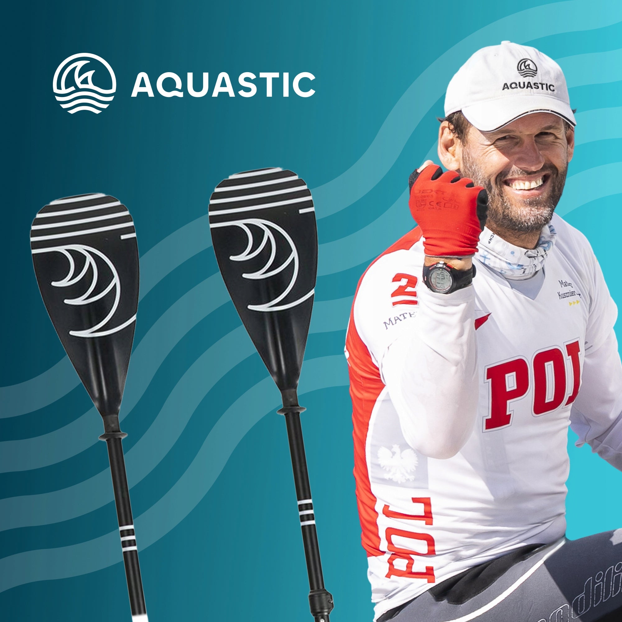 FOLDING SUP paddle 3-piece AQUASTIC 170-220 cm black KAYAK 2in1 Manufacturer code AQS-SPD004