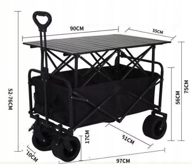 FOLDING TROLLEY ON WHEELS TRANSPORT CAMPING TABLE LARGE CAPACITY Brand Pan i Pani Gadżet