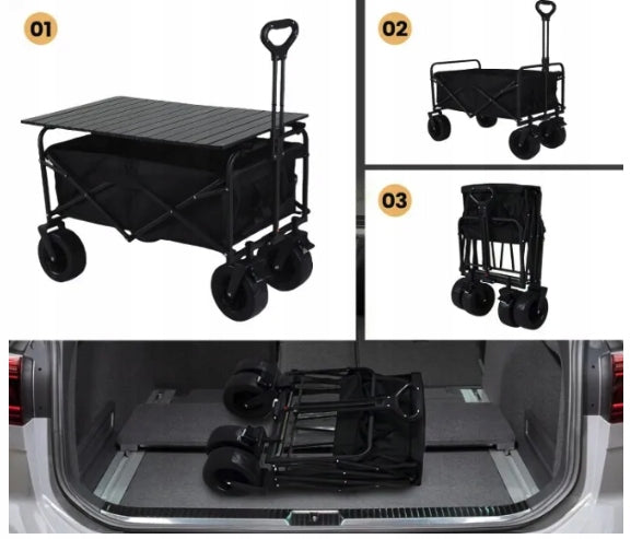 FOLDING TROLLEY ON WHEELS TRANSPORT CAMPING TABLE LARGE CAPACITY Manufacturer code RE-910