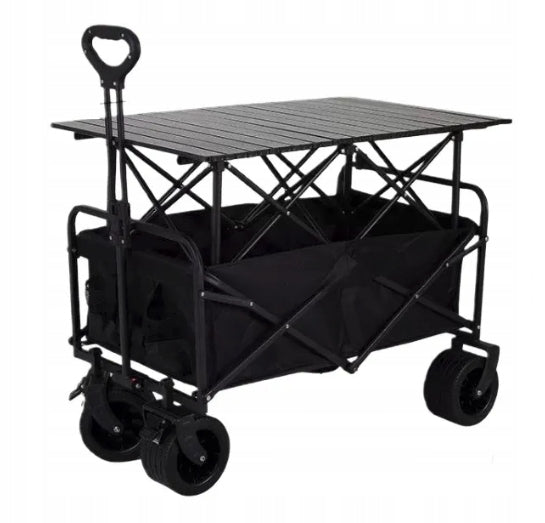 FOLDING TROLLEY ON WHEELS TRANSPORT CAMPING TABLE LARGE CAPACITY