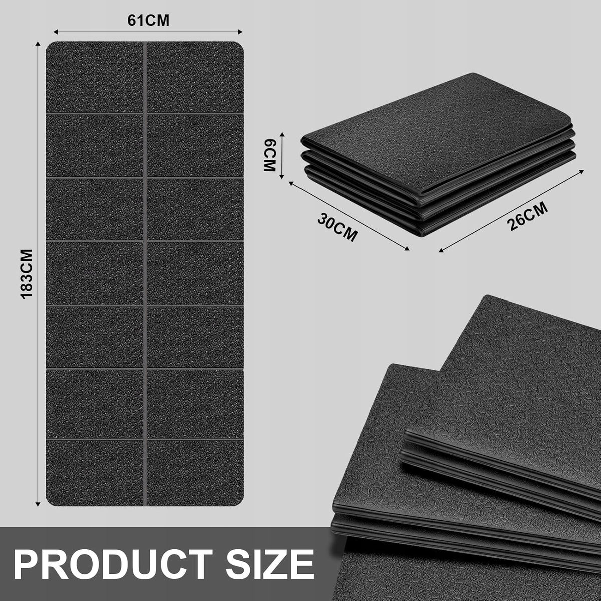 FOLDING YOGA MAT 183X61CM NON-SLIP TPE 4MM Brand Flintronic
