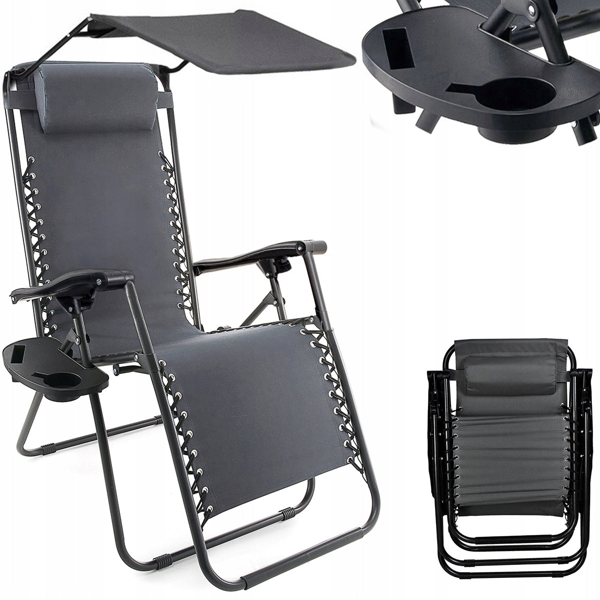 FOLDING ZERO GRAVITY BEACH SUN LOUNGER 2IN1 GARDEN CHAIR + FREEBIE