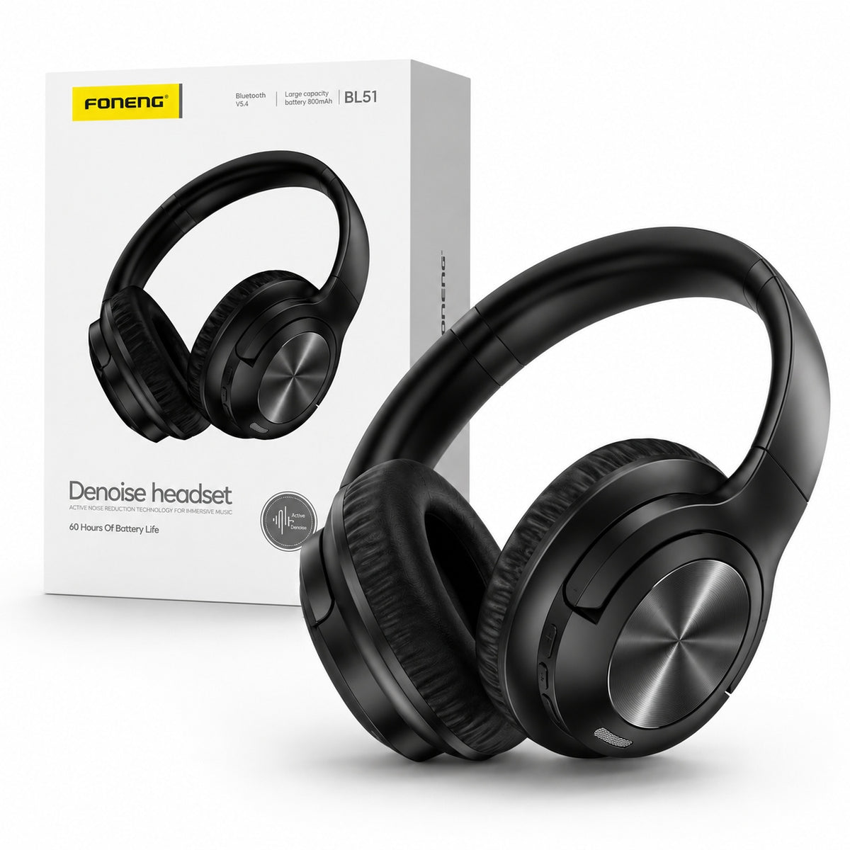 FONENG Wireless On-Ear Headphones| ANC + ENC| Bluetooth 5.4|