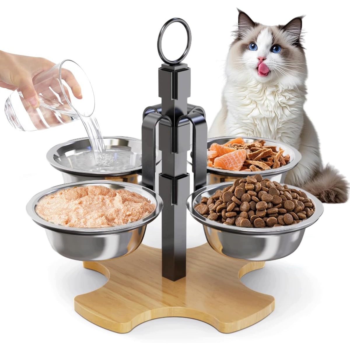 FOOD BOWL WITH STAND, STAINLESS STEEL WATER FOOD BOWLS Packaging status original