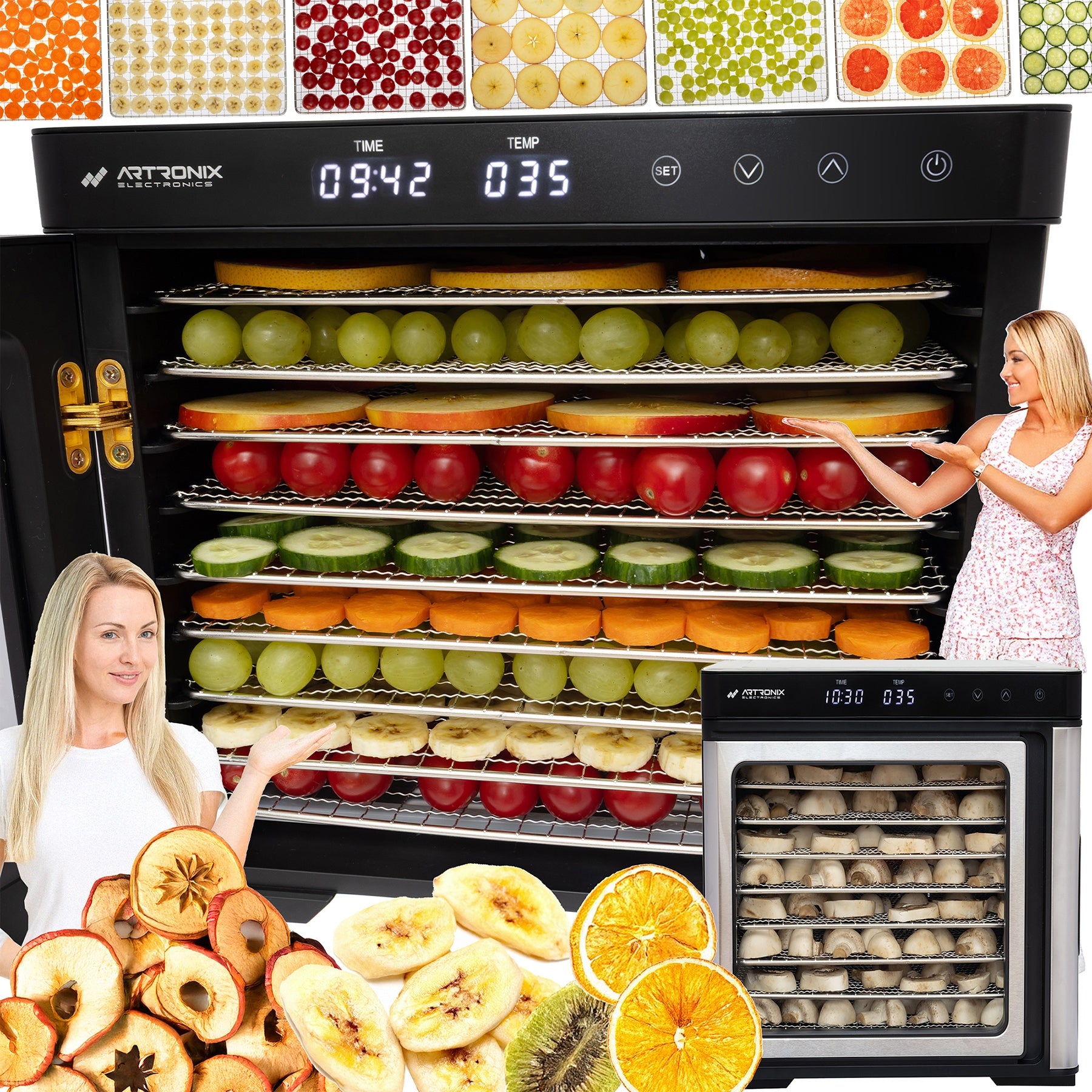 FOOD DRYER FOR FOOD MUSHROOM HERBS FRUIT VEGETABLE TIMER! 1000W EAN (GTIN) 5901801500247