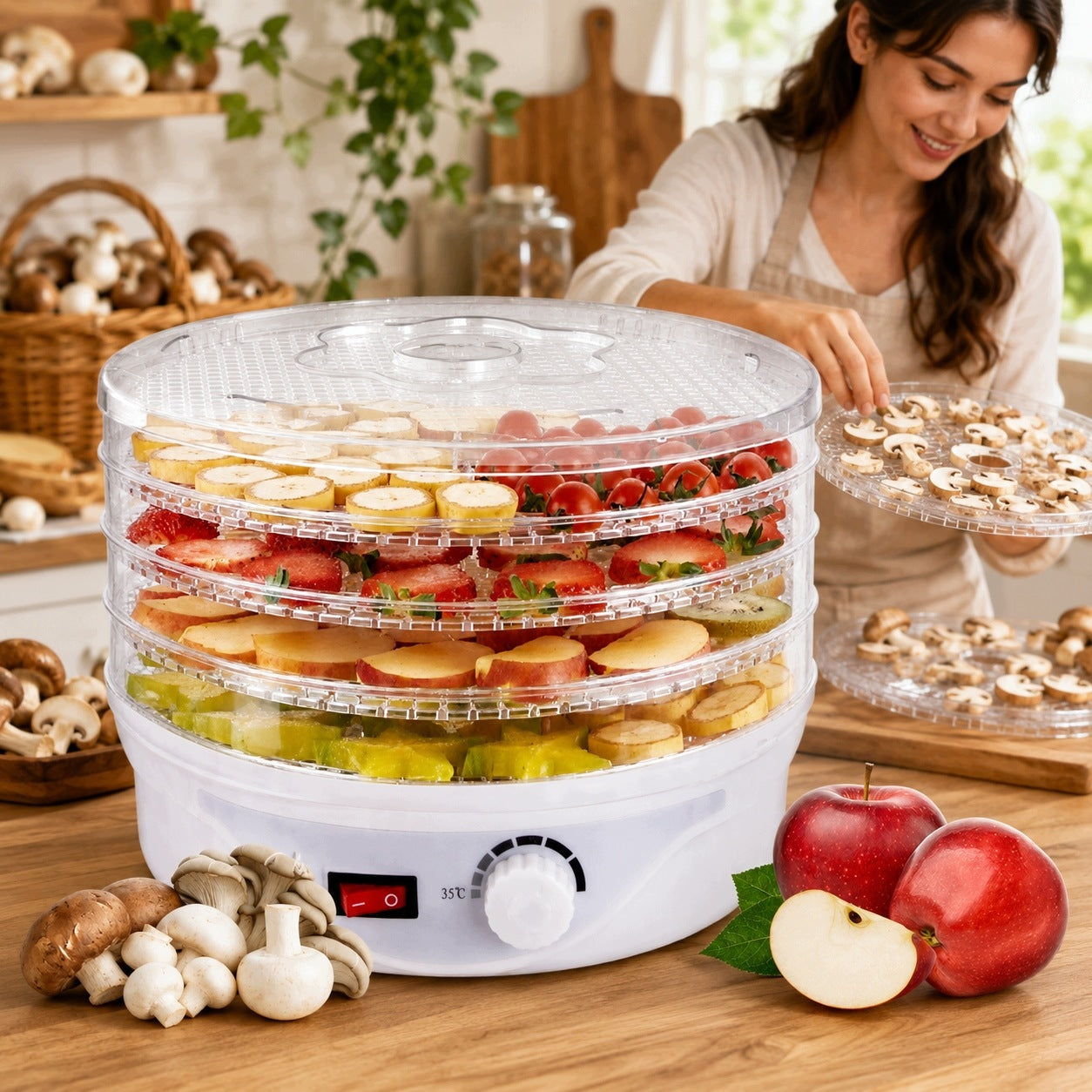 FOOD DRYER FOR HERB FRUIT MUSHROOMS 4 SIEVES COMPACT HOME KITCHEN Manufacturer code EKD003
