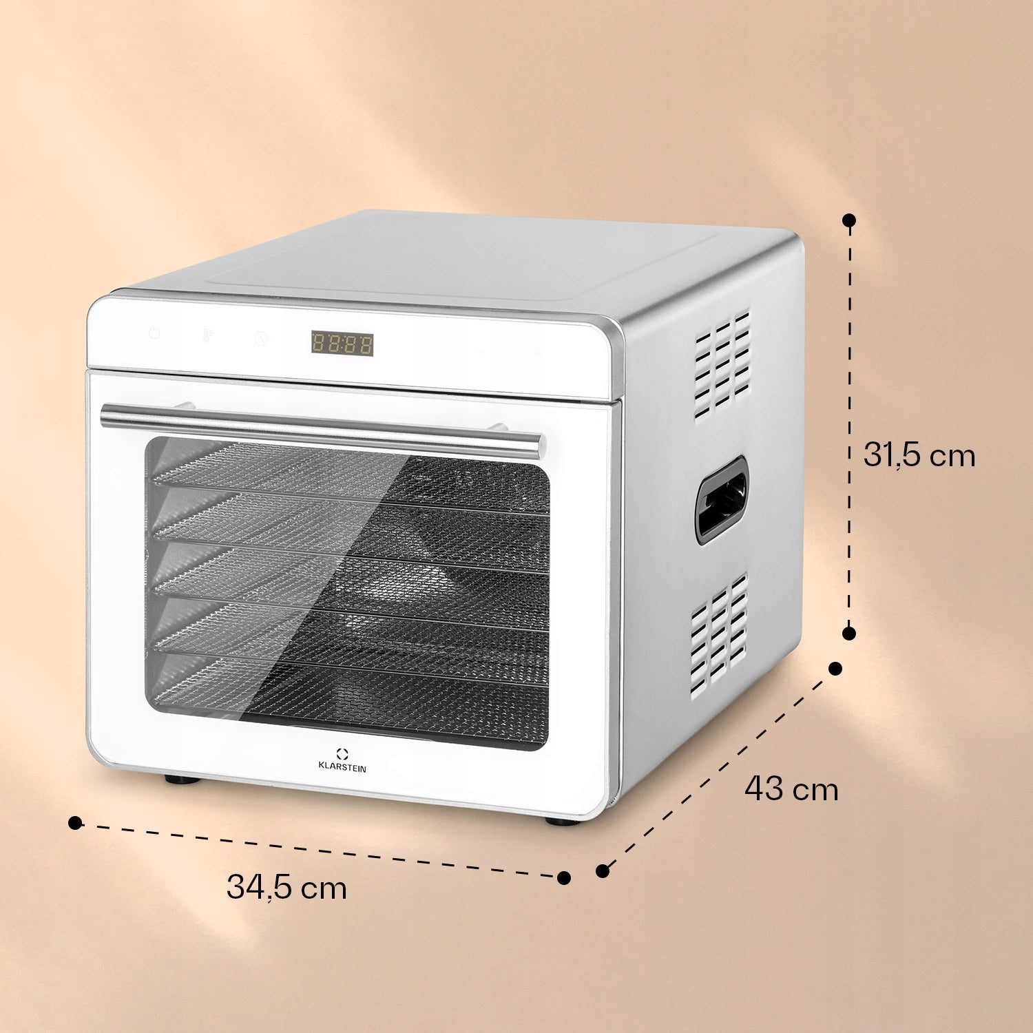 FOOD DRYER FOR MUSHROOM VEGETABLES FRUIT HERBS KLARSTEIN LARGE TIMER 700W Dominant color white